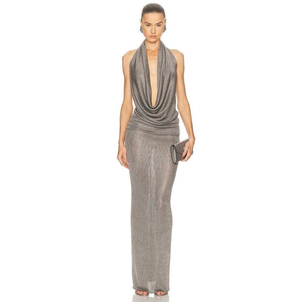 The New Arrivals by Ilkyaz Ozel Agel Metallic Knit Dress IT 36/US Small